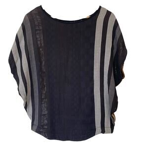 ACE & JIG Double Gauze Cotton Striped Short Sleeve Top Black Copper, Small